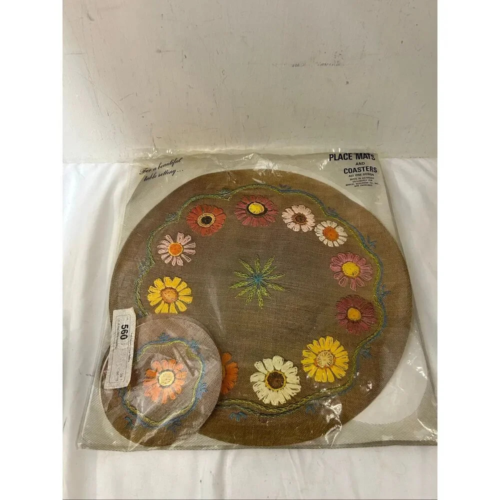 Marcel Schurman Co Denmark Floral Flowers Paper Placemats and Coaster‎ new